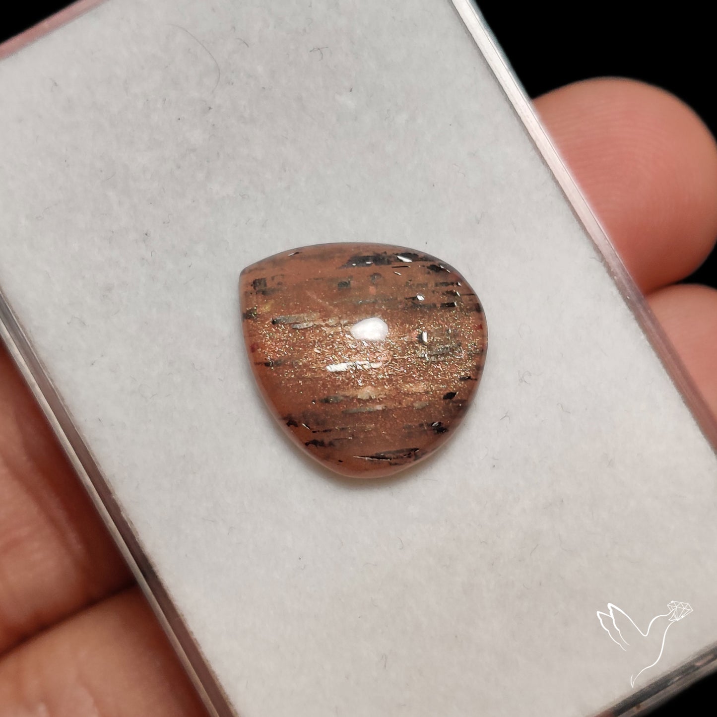 Black Sunstone Meteor Shower Pattern Cabochon
