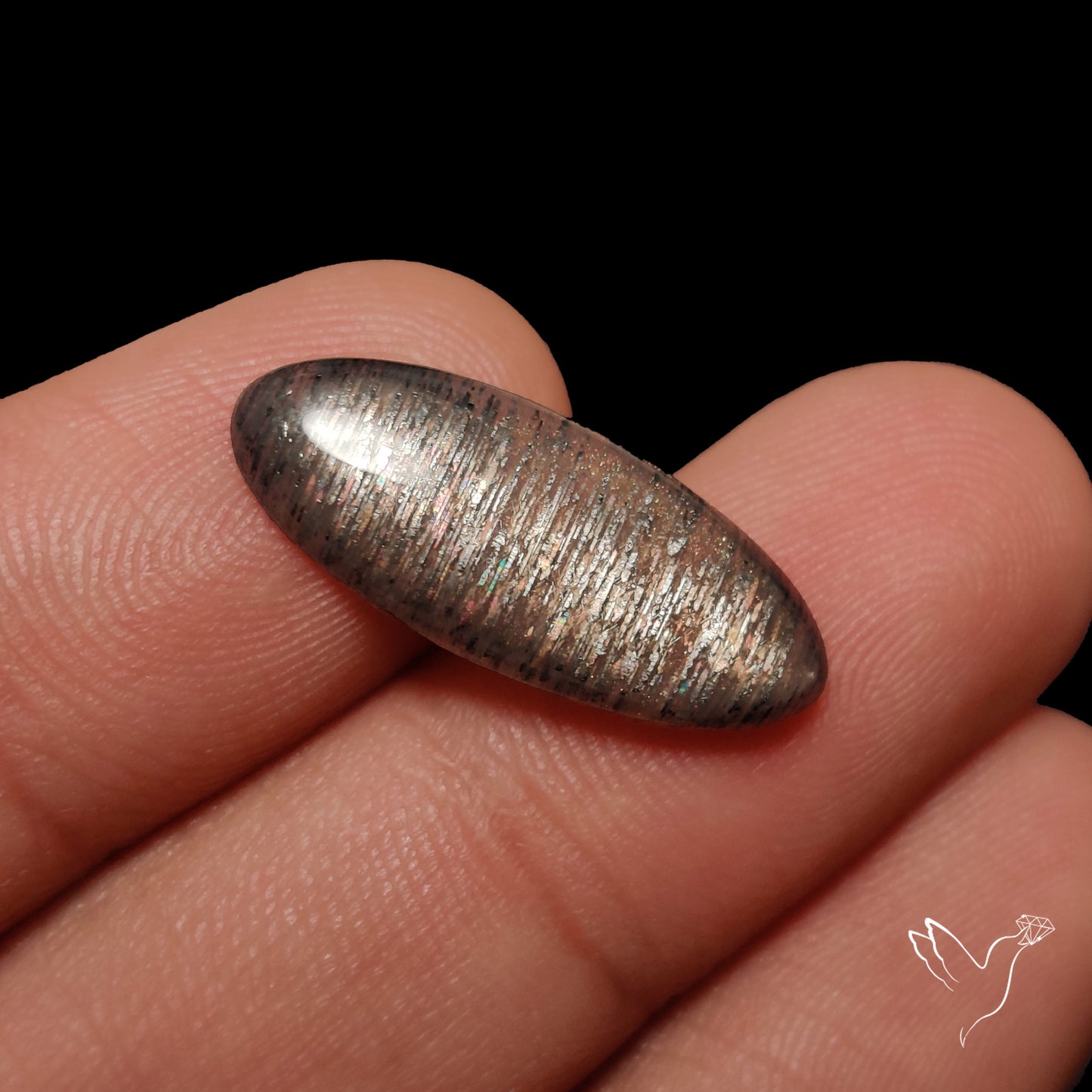 Black Sunstone Meteor Shower Pattern Cabochon