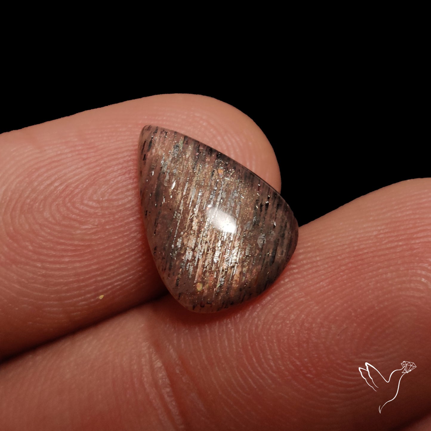 Black Sunstone Meteor Shower Pattern Cabochon