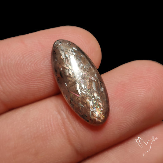 Black Sunstone Meteor Shower Pattern Cabochon