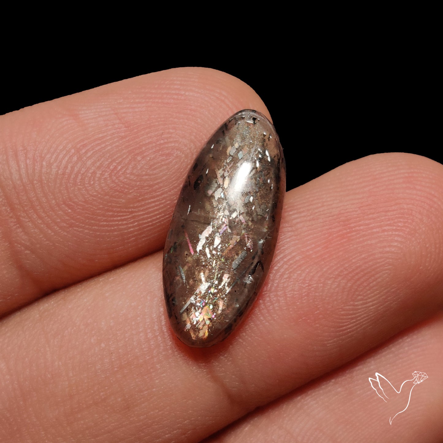 Black Sunstone Meteor Shower Pattern Cabochon