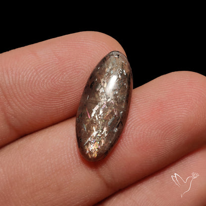 Black Sunstone Meteor Shower Pattern Cabochon