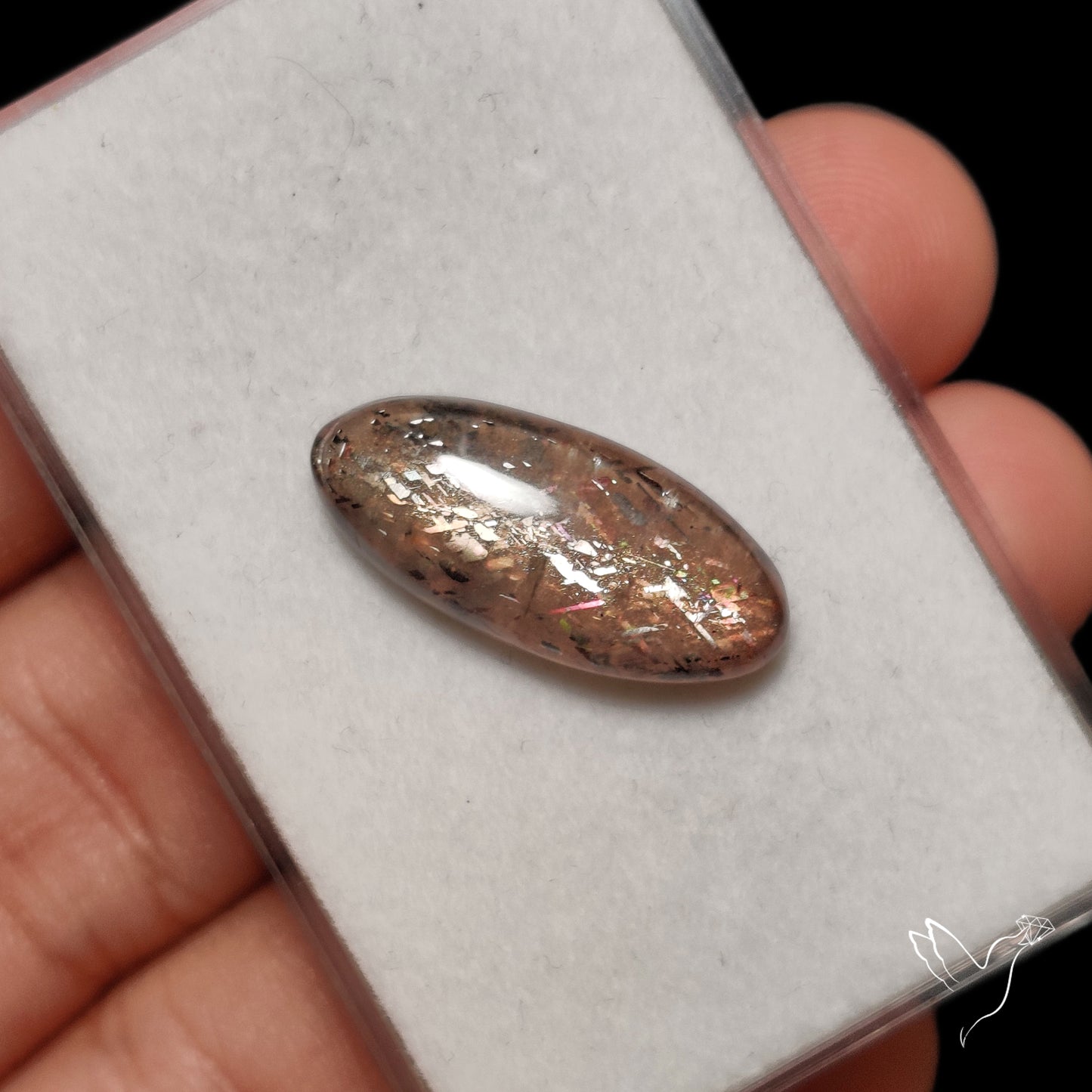 Black Sunstone Meteor Shower Pattern Cabochon