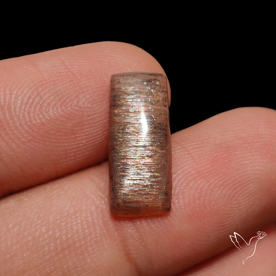 Black Sunstone Meteor Shower Pattern Cabochon
