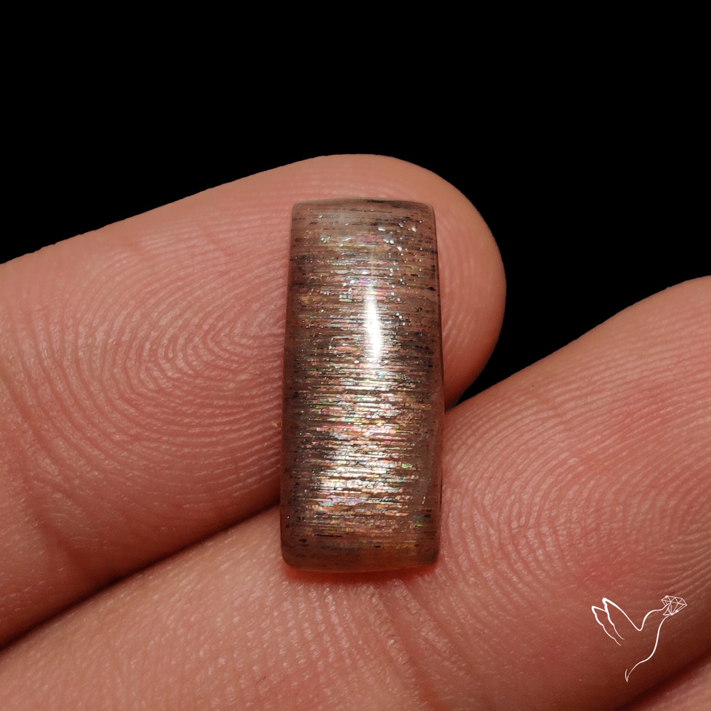 Black Sunstone Meteor Shower Pattern Cabochon
