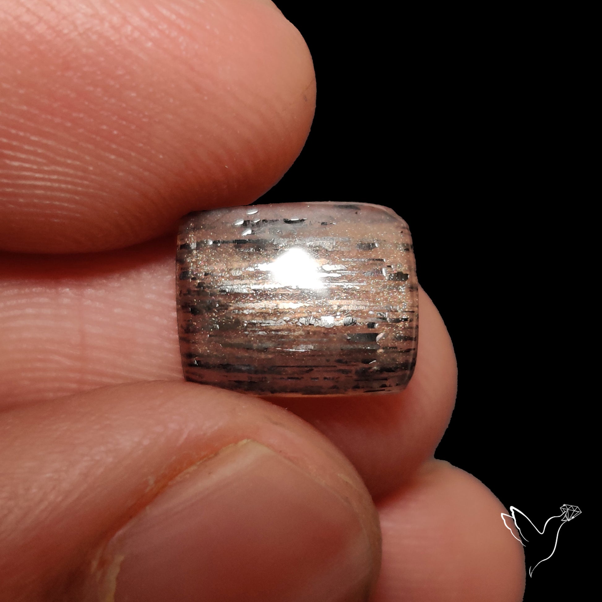 Black Sunstone Meteor Shower Pattern Cabochon