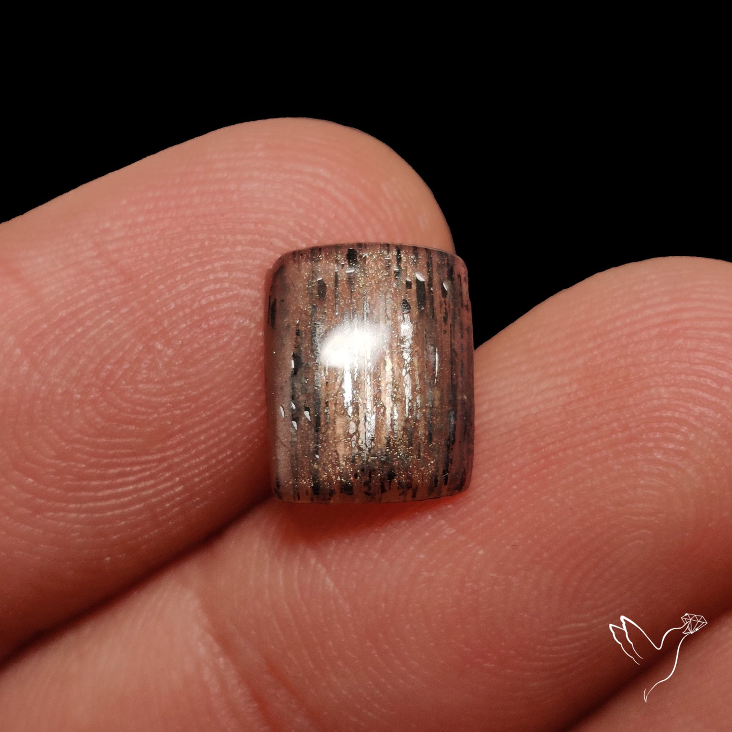 Black Sunstone Meteor Shower Pattern Cabochon