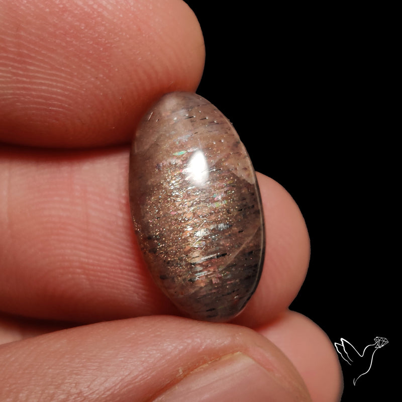 Black Sunstone Meteor Shower Pattern Cabochon