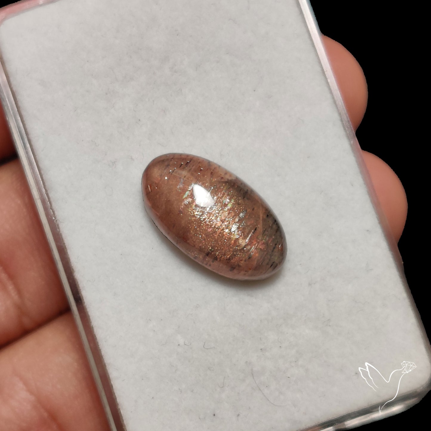 Black Sunstone Meteor Shower Pattern Cabochon