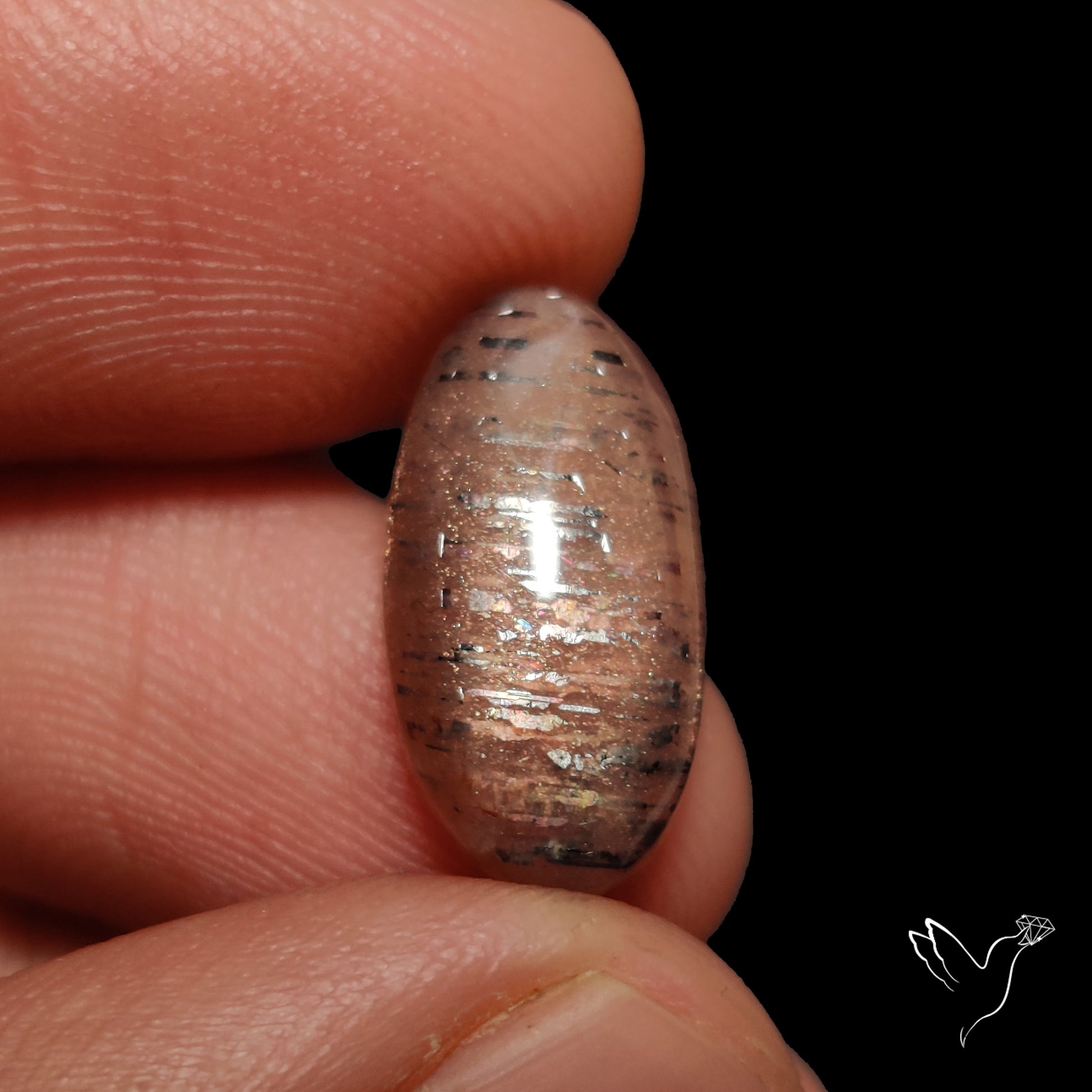 Black Sunstone Meteor Shower Pattern Cabochon
