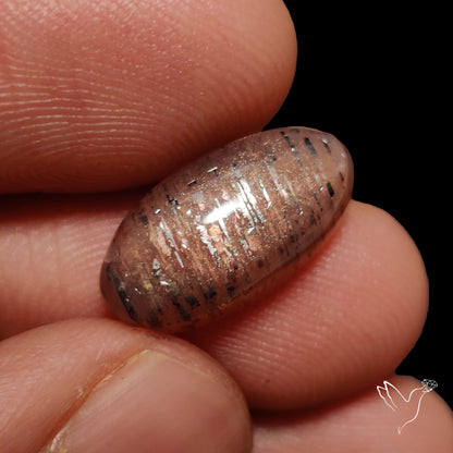 Black Sunstone Meteor Shower Pattern Cabochon