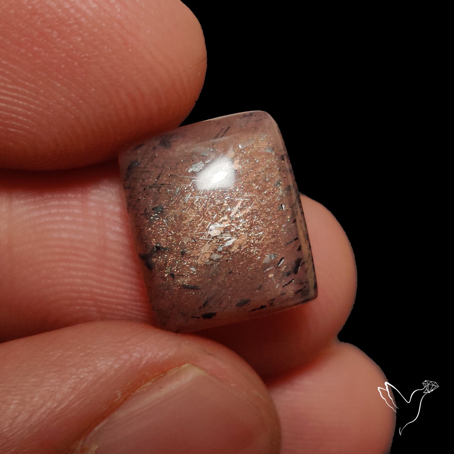 Black Sunstone Meteor Shower Pattern Cabochon