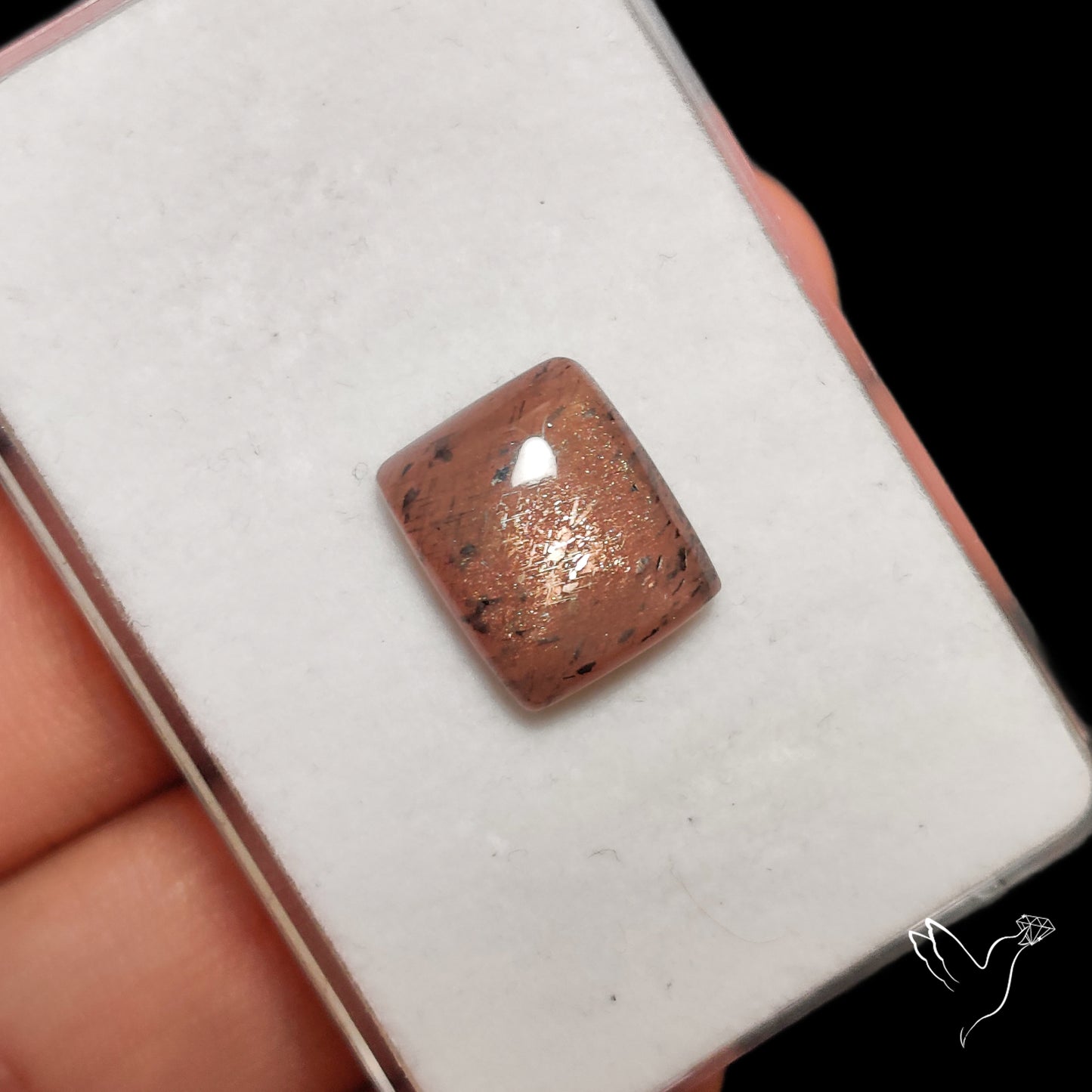 Black Sunstone Meteor Shower Pattern Cabochon