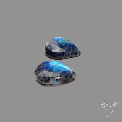 Rose Cut Rainbow Moonstone Pair