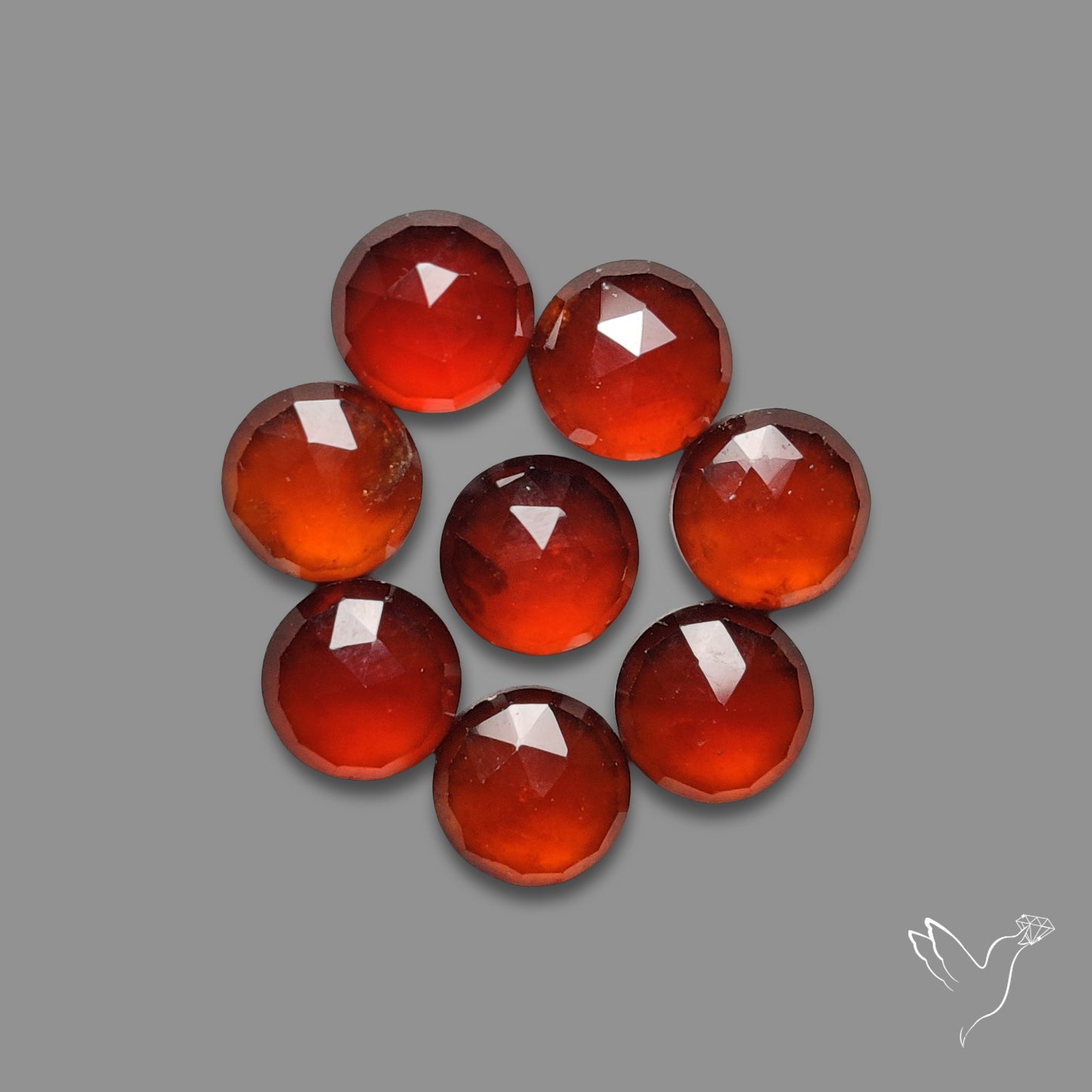 Rose Cut Hessonite Garnet Rounds Lot
