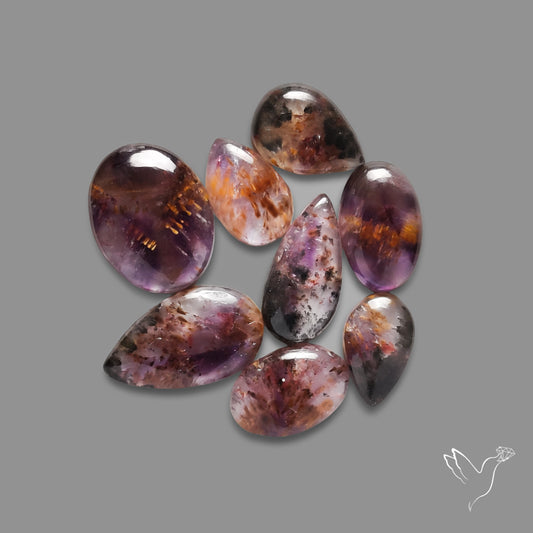 Cacoxenite In Amethyst Cabochons Lot