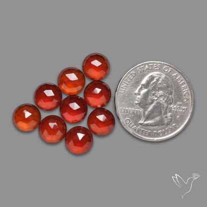 Rose Cut Hessonite Garnet Rounds Lot