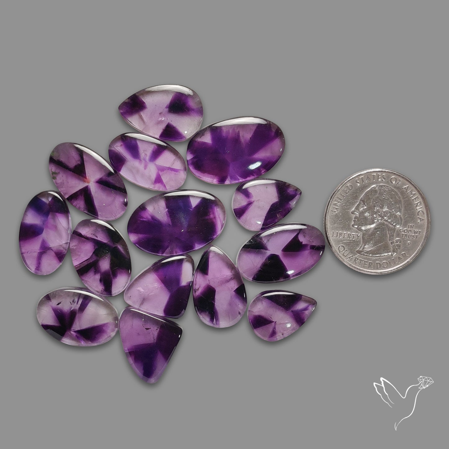 Trapiche Amethyst Cabochons Lot