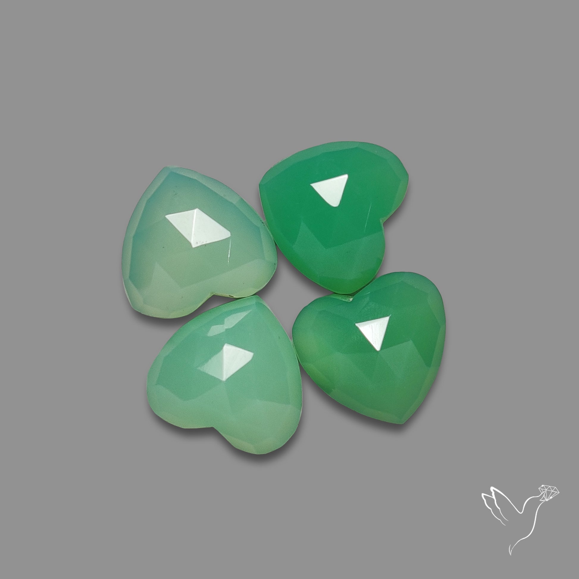 Rose Cut Gemmy Chrysoprase Hearts Lot