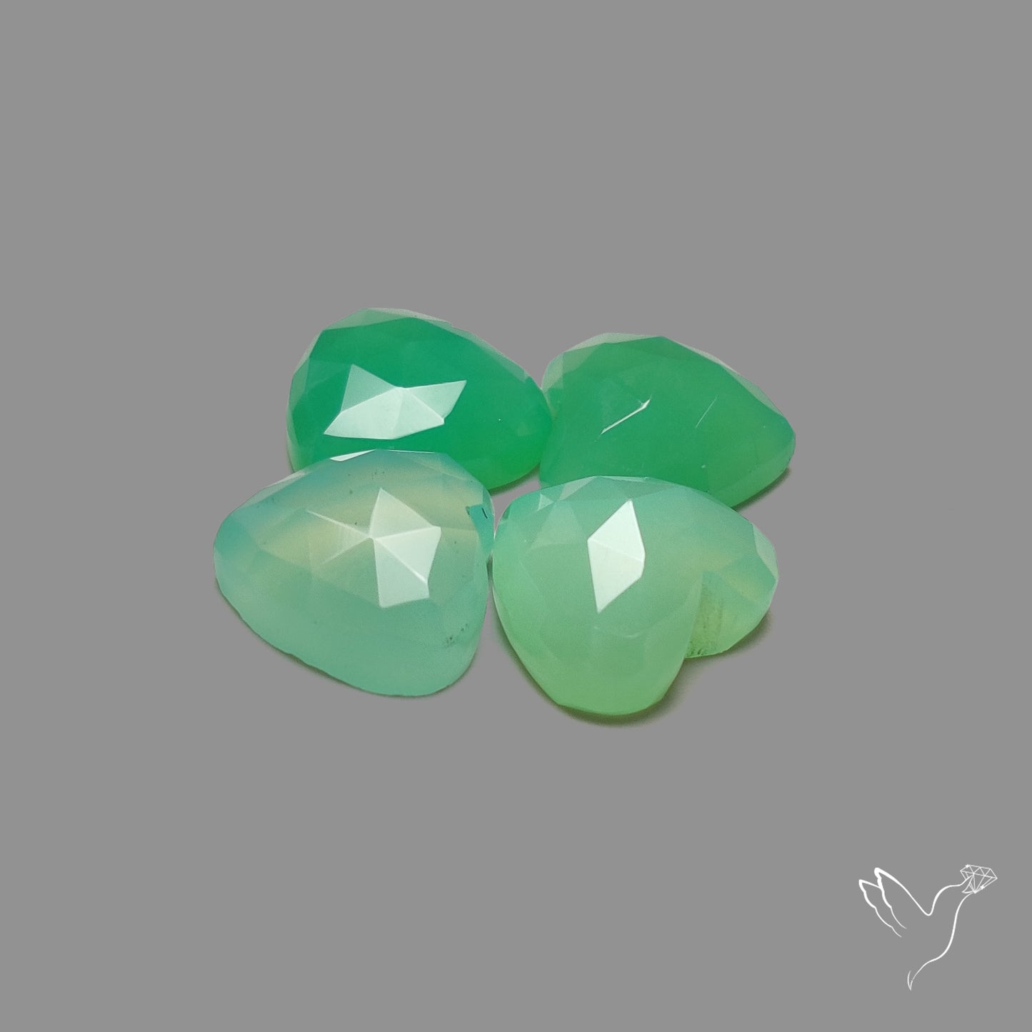 Rose Cut Gemmy Chrysoprase Hearts Lot