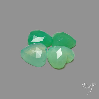 Rose Cut Gemmy Chrysoprase Hearts Lot