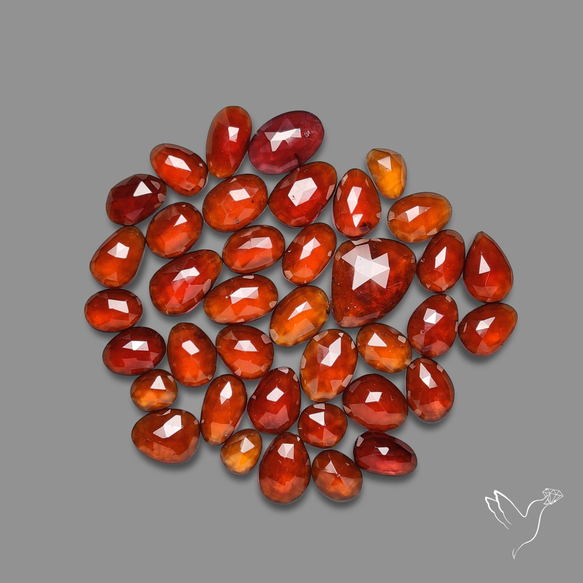 Rose Cut Hessonite Garnet Lot