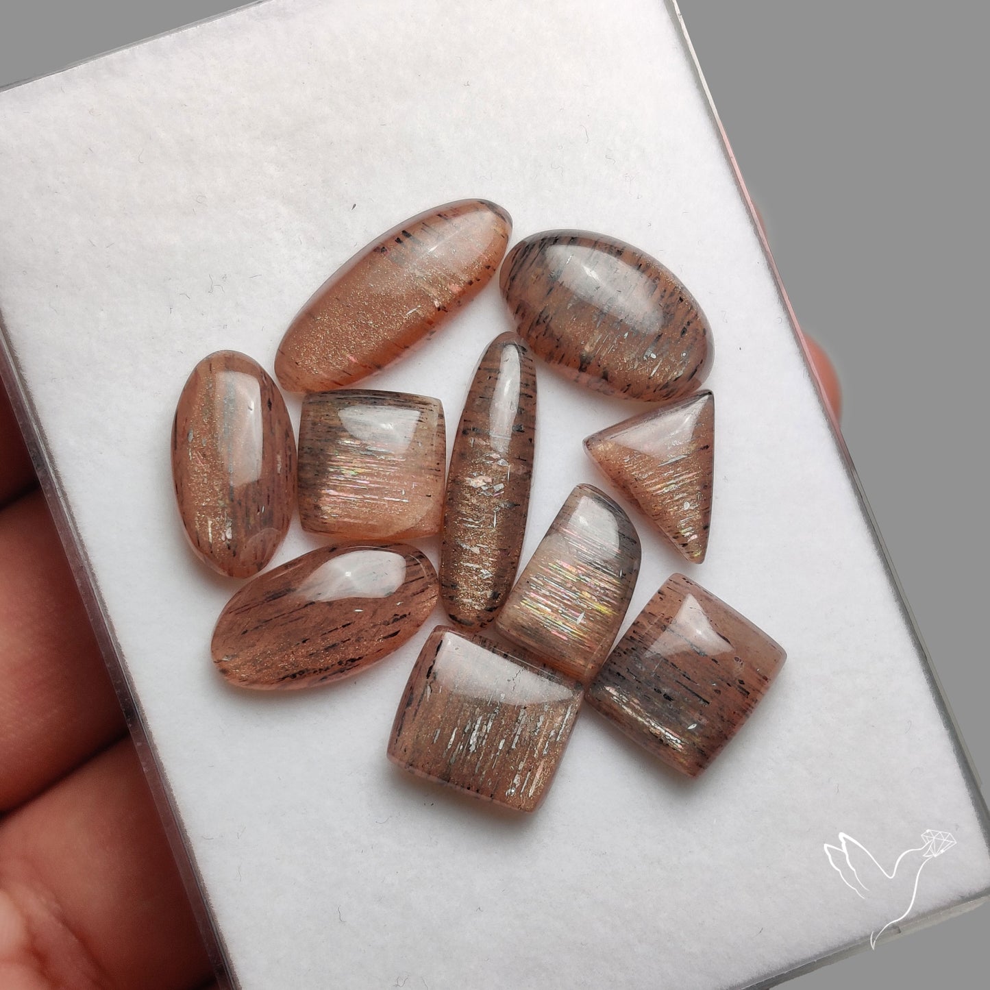 Confetti Black Sunstone Cabochons Lot