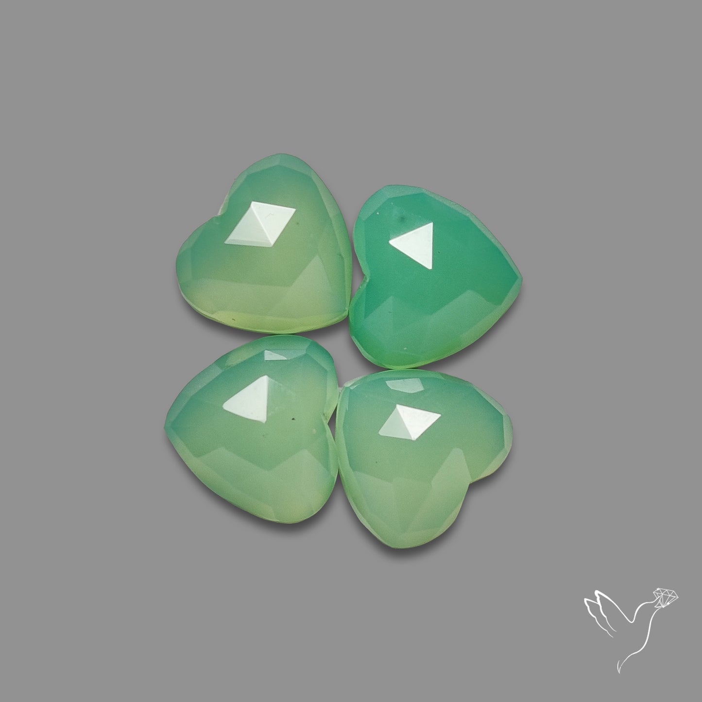 Rose Cut Gemmy Chrysoprase Hearts Lot
