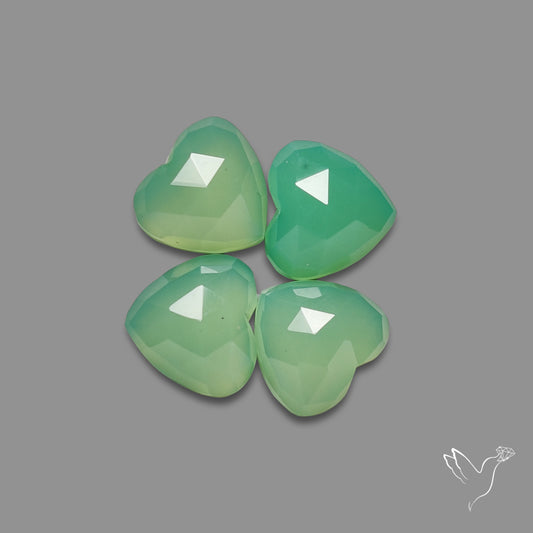 Rose Cut Gemmy Chrysoprase Hearts Lot
