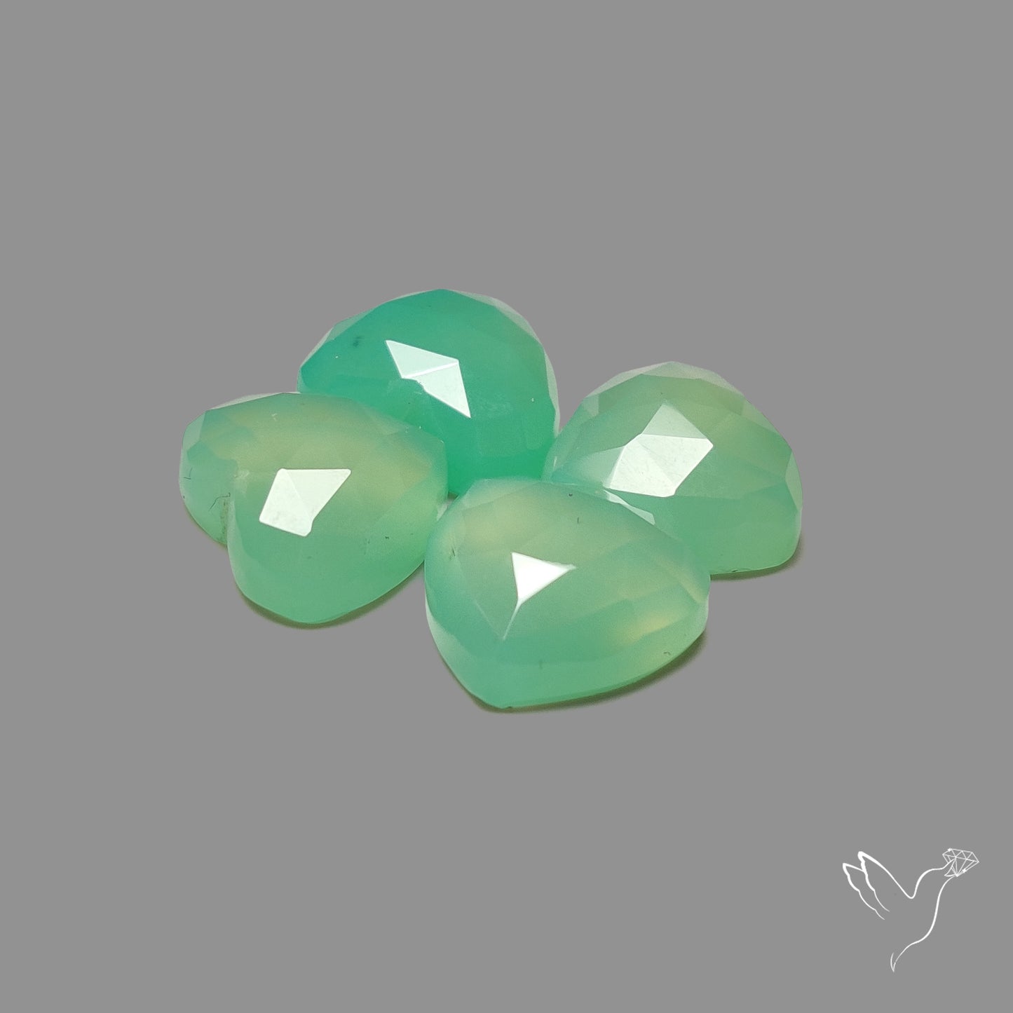 Rose Cut Gemmy Chrysoprase Hearts Lot