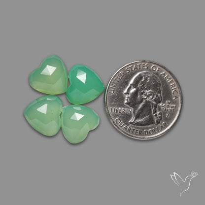 Rose Cut Gemmy Chrysoprase Hearts Lot