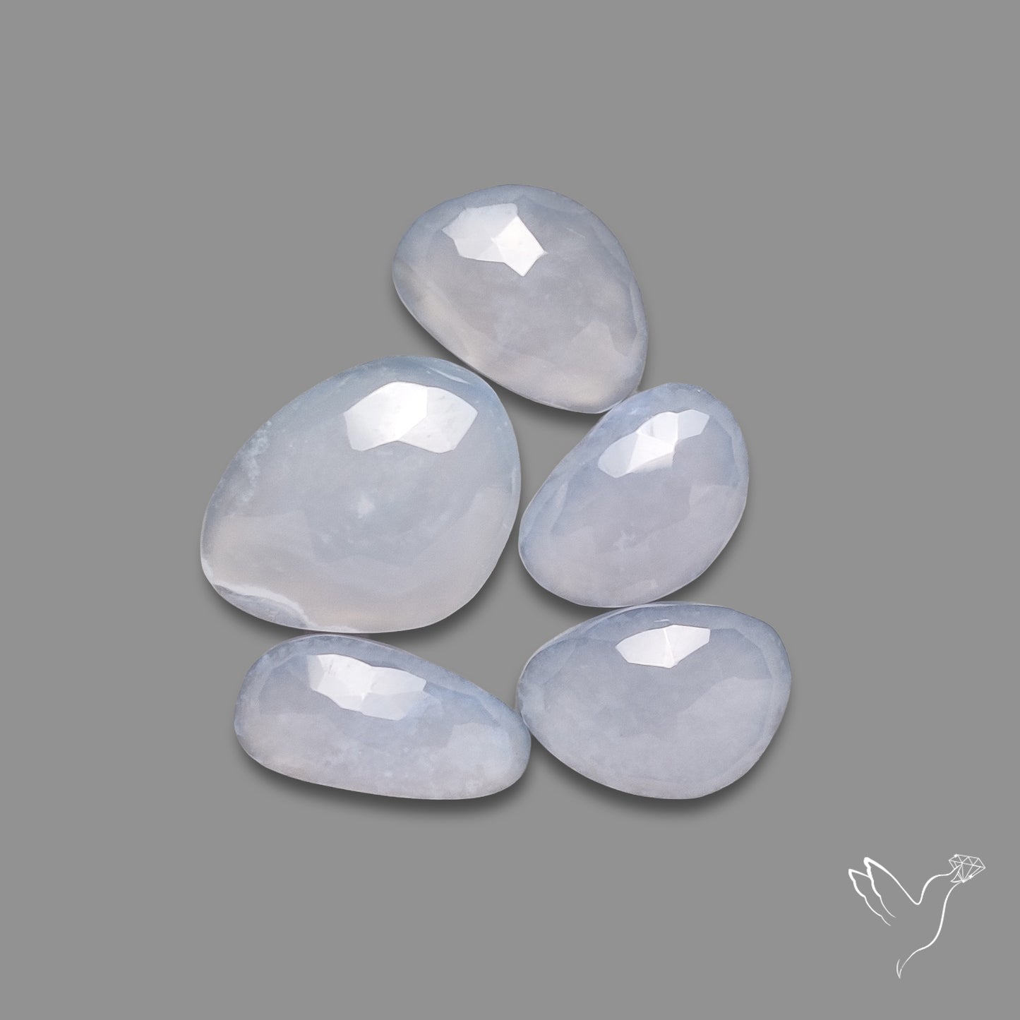 Rose Cut Namibian Blue Chalcedony Lot