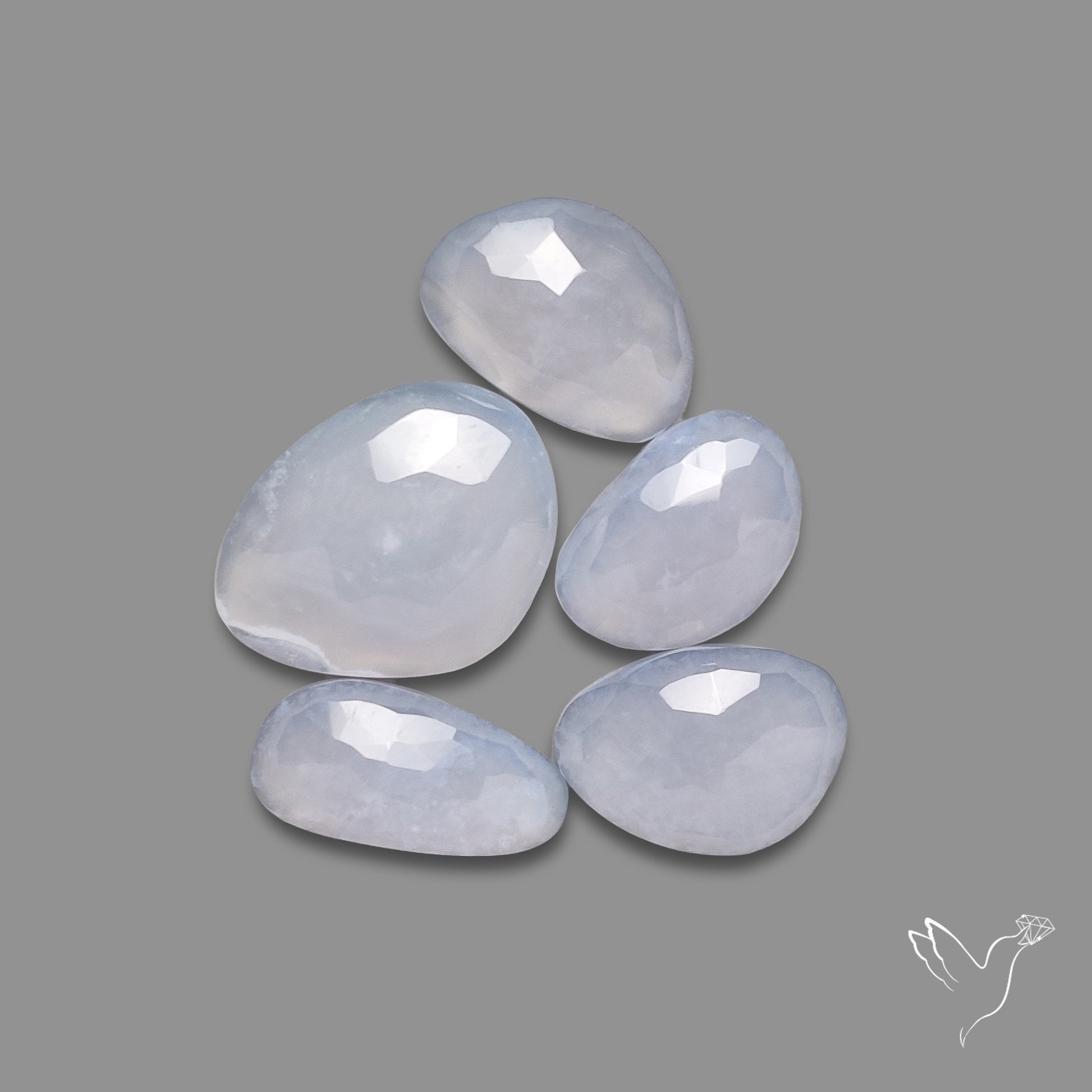 Rose Cut Namibian Blue Chalcedony Lot