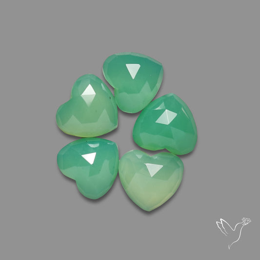 Rose Cut Gemmy Chrysoprase Hearts Lot