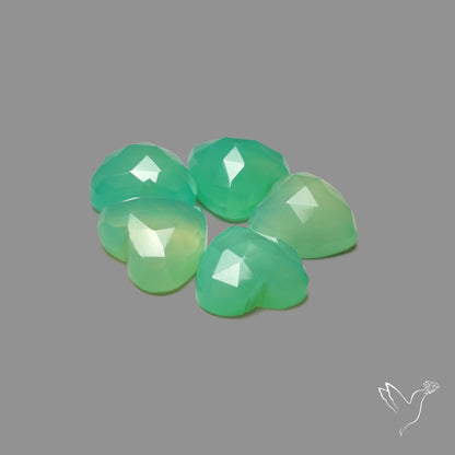 Rose Cut Gemmy Chrysoprase Hearts Lot