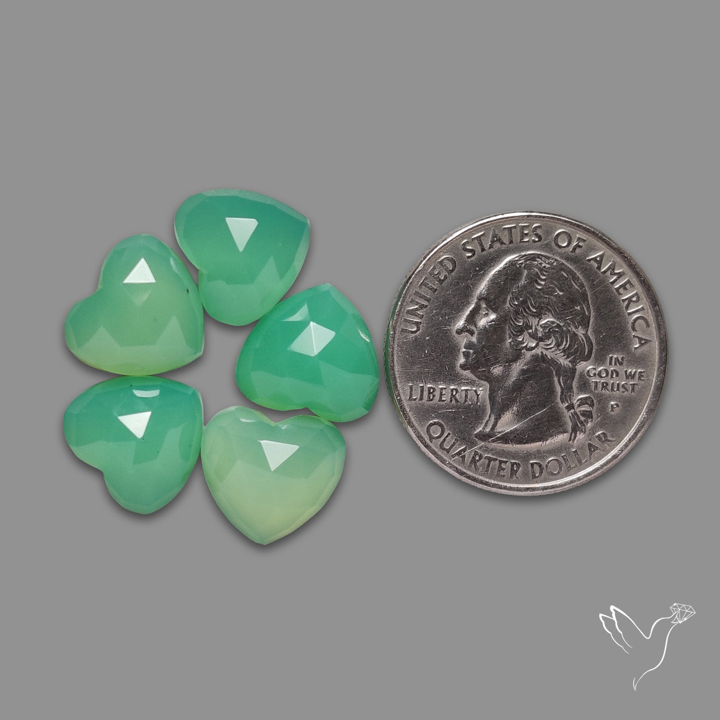Rose Cut Gemmy Chrysoprase Hearts Lot