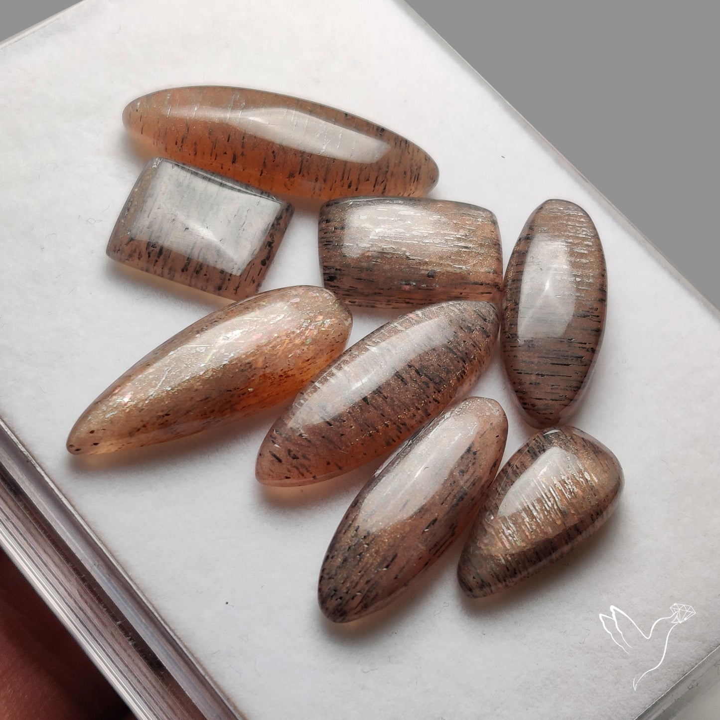 Confetti Black Sunstone Cabochons Lot