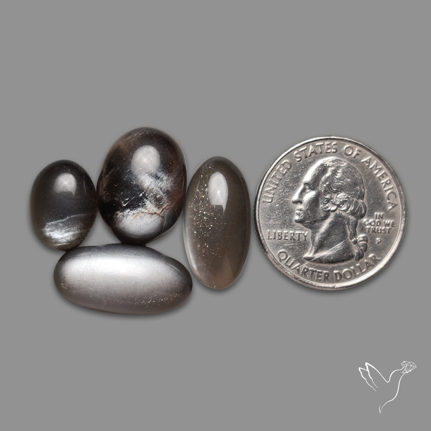 Tanzanian Black Moonstone Cabochons Lot