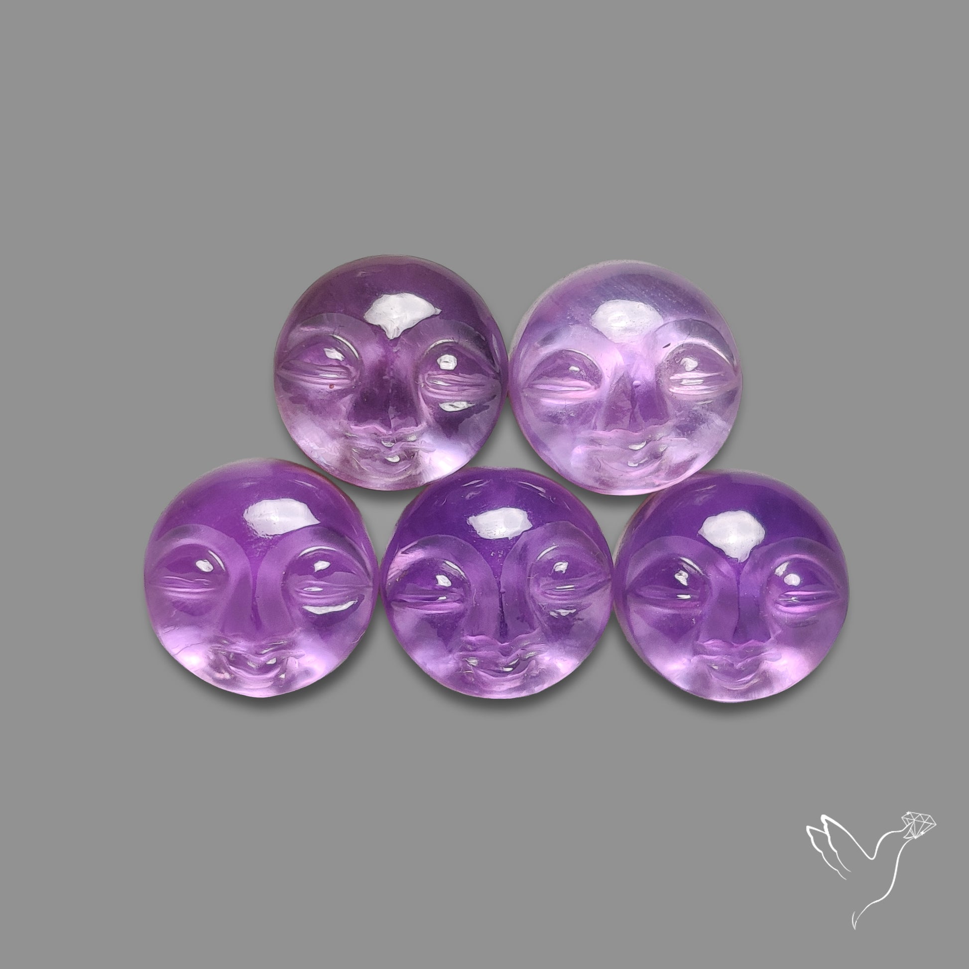 Moonface Amethyst With Mother Of Pearl Doublets Lot