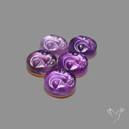 Moonface Amethyst With Mother Of Pearl Doublets Lot