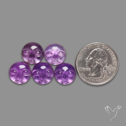 Moonface Amethyst With Mother Of Pearl Doublets Lot
