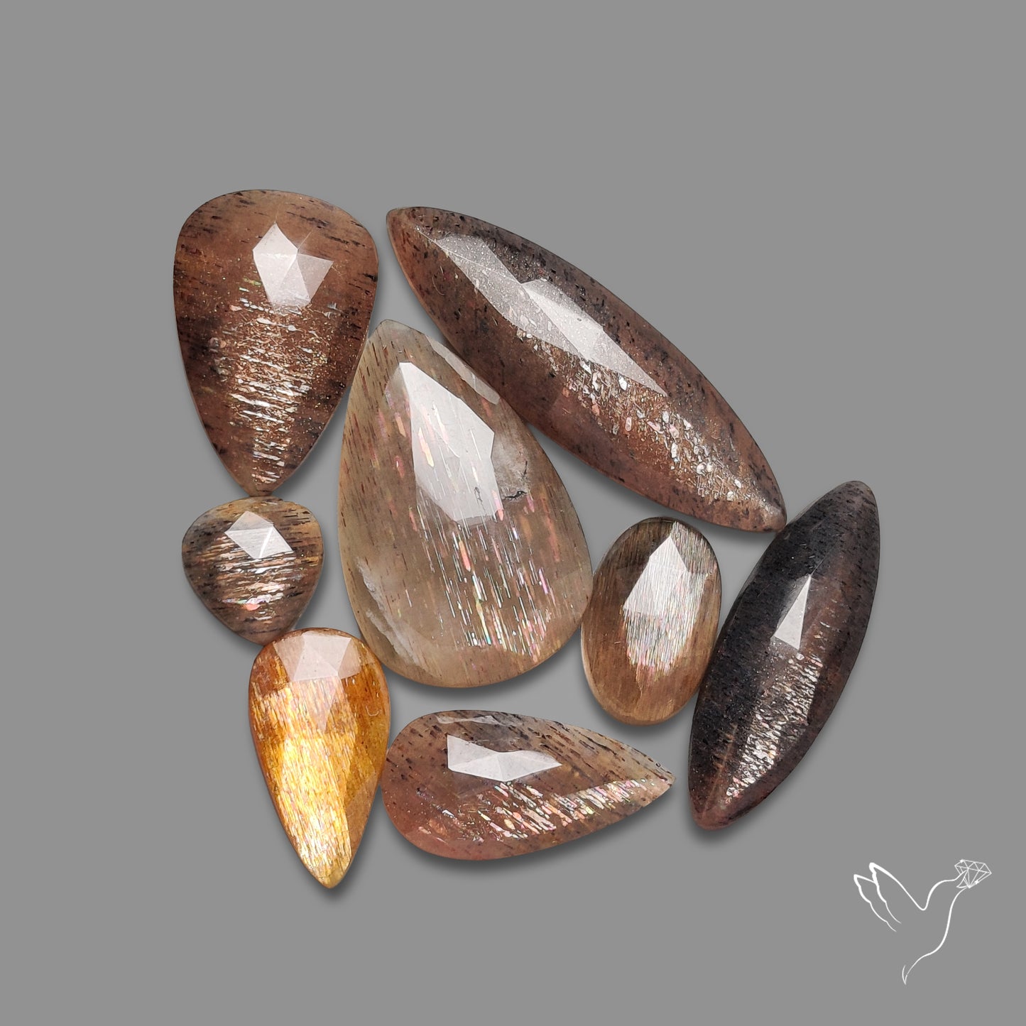 Rose Cut Confetti Black Sunstone Lot