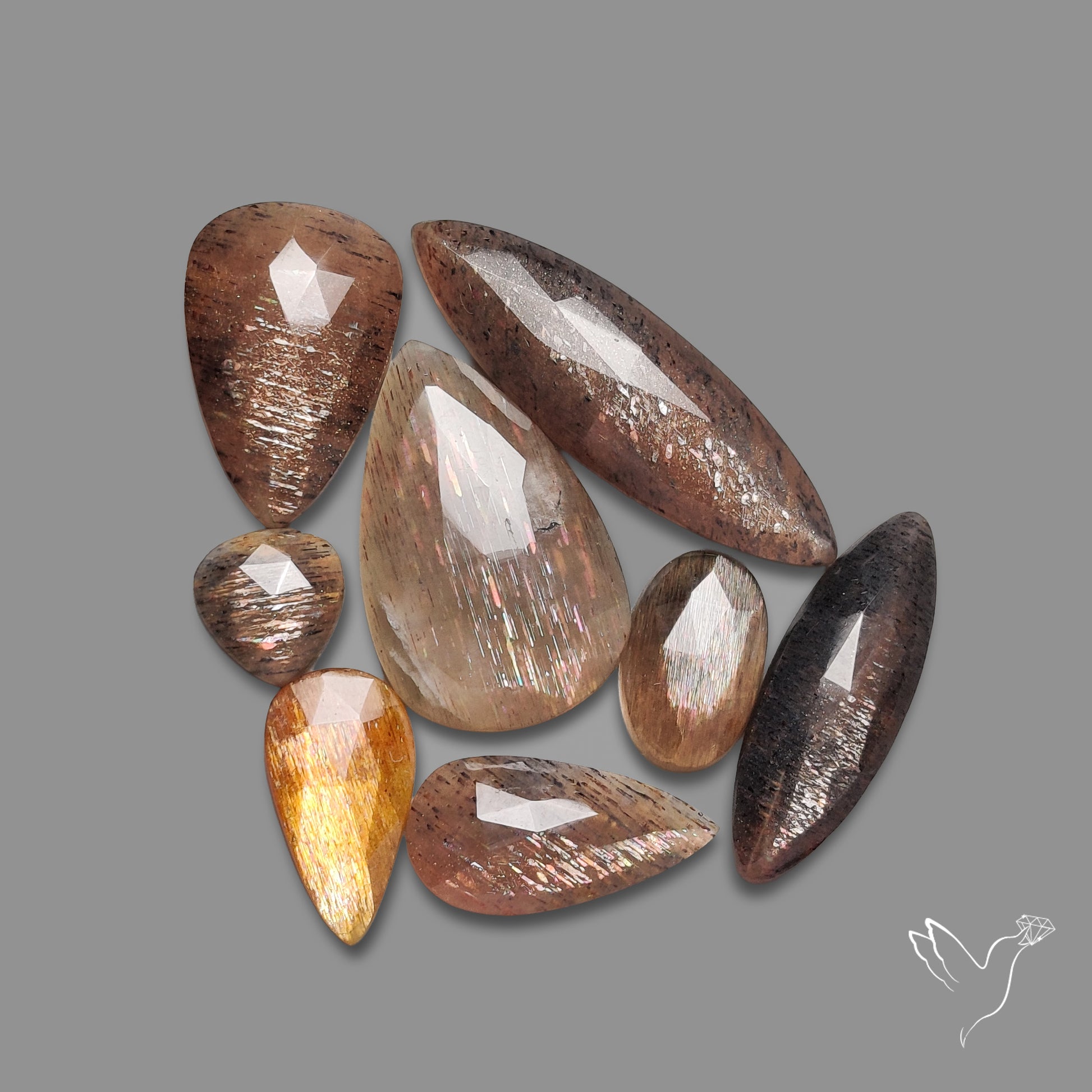Rose Cut Confetti Black Sunstone Lot