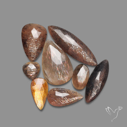 Rose Cut Confetti Black Sunstone Lot
