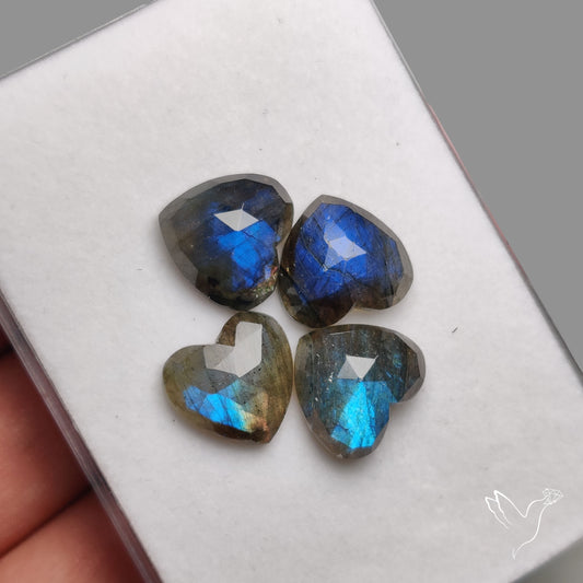 Rose Cut Blue Labradorite Hearts Lot