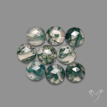 Rose Cut Moss Agate Rounds Lot