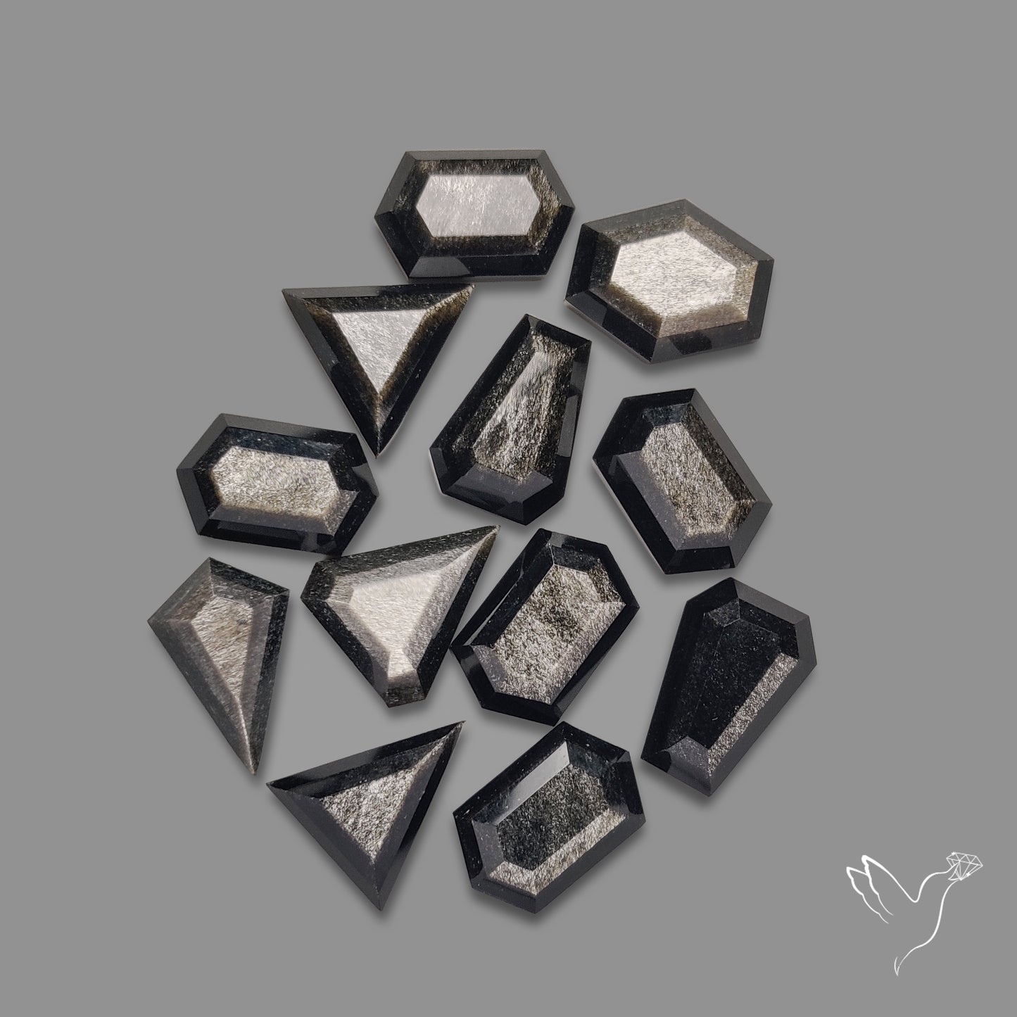 Step Cut Silversheen Obsidian Lot