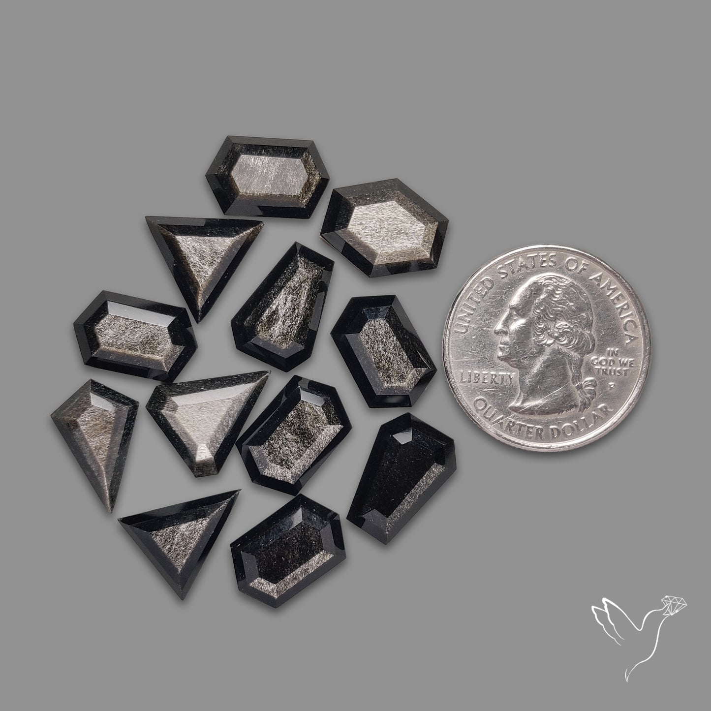 Step Cut Silversheen Obsidian Lot