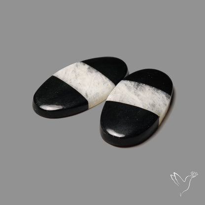Russian Belomorite Moonstone Inlay Black Onyx Lot