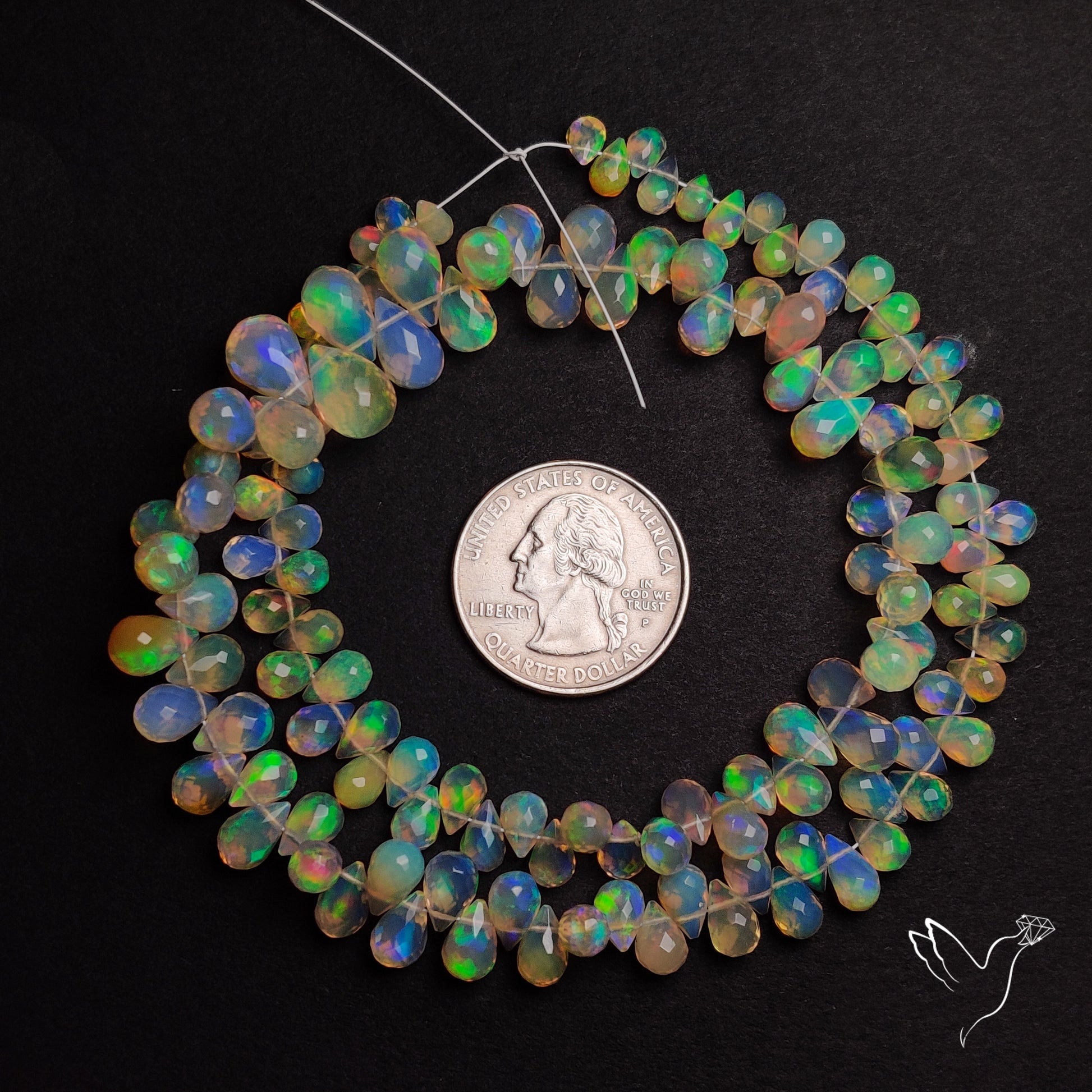 AAA Ethiopian Opal Faceted Drops Beads Line